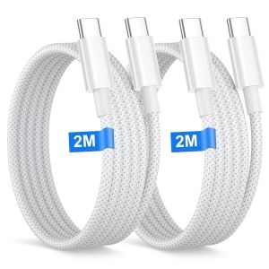 JGD-C&acirc;ble USB C vers USB C pour iPhone 17 16 15 Pro Max/Pro/Air, Macbook,iPad, [2M/Lot de 2] 60W Cable USBC Charge Rapide Cables pour Sam-sung Galaxy S25/S24/23/22, Nylon Cables USBC Charge Rapide Ca - Neuf