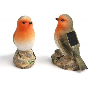 Paquet de 2 lampes solaires LED en forme d'oiseau à énergie solaire Décor de jardin Lumières de jardin extérieures étanches - Neuf