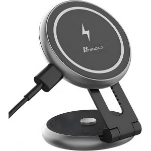 Ongi-Chargeur Sans Fil De Voiture Magnétique Compatible Avec Magsafe Charge Pour Tesla Model 3/Y,Support Téléphone Voiture Adhesif De Invisible Pliable 360 ° Pour Iphone 16/15/14/13/12-Gris - Neuf