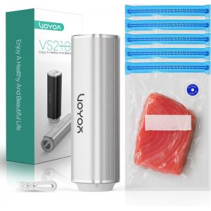 MEVRONISSHOP-Machine Sous Vide Alimentaire Portable 5 Sacs Sous Vide Sous Videuse Alimentaire À Main pour la Conservation et le Stockage des Aliments Mini Appareil Sous Vide Alimentaire VS210(Argent) - Neuf