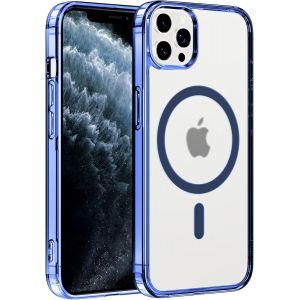 TRAHOO-Coque Magn&eacute;tique pour iPhone 11 Pro Max 6,5"",Compatible avec MagSafe Recharge sans Fil,Transparent Etui PC Dur+TPU Bumper Antichoc Anti-Rayures Protection Housse pour iPhone 11 Pro Max,Bleu - Neuf