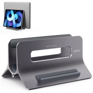 Support Vertical Pour Ordinateur Portable Pour Bureau, Support Pour Macbook Avec Verrouillage Automatique Par Gravit&eacute; Support (Gris) - Neuf