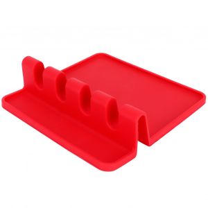Hjlian Tapis De Cuillere A Soupe En Silicone De Qualite Alimentaire, Support De Spatule Multifonction Pour La Cuisine Et La Maison, Rouge - Neuf