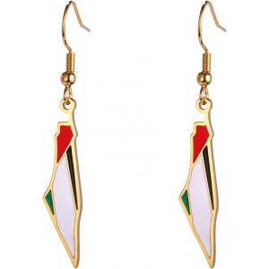 Kal-Boucles D'oreilles Palestine La Palestine Carte Pays Drapeau Impression Boucles D'oreilles Les Ramener À La Maison Maintenant Patriotique Bijoux Judaica Cadeau Pour Les Femmes - Neuf