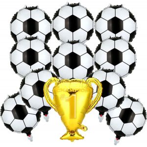 Senior-11 Pcs Decoration Coupe Du Monde De Football Anniversaire Garcon, Ballon Helium En Forme De Football, Trophée, Décorations De La Fête De Football Ballon Aluminium[L39] - Neuf