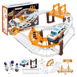 Circuit voiture enfant 38pcs automotrice spatiale patchwork jouets pour enfants voiture &eacute;lectrique avec espace cadeau pour enfants - Neuf