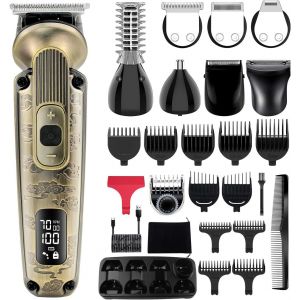 Tondeuse Barbe Homme Tondeuse Cheveux Hommes Rasoir &Eacute;lectrique Pour Homme Professionnel 8 En 1 Vitesse R&eacute;glable Etanche Kit De Toilettage Visage Nez Corps (Bronze) - Neuf
