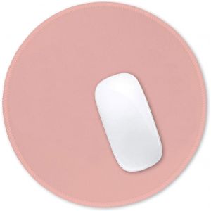 KALANKA-Tapis de Souris Rond texturé de qualité supérieure - 21 x 21 cm - Rose - Bords Cousus - Antidérapant - Imperméable - en Caoutchouc - Joli Tapis de Souris pour Le Bureau, la Maison - Neuf