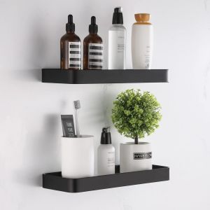 Etagere Douche Sans Percage, Etagere Salle de Bain Pose Murale avec Aluminium Etagere et Verre Tremp&eacute;, Rangement Douche Serviteur &Eacute;tag&egrave;re Porte de Shampoing et Gel Douche 2 Pi&egrave;ces, 30cm Argent - Neuf