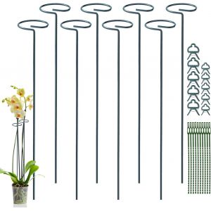 SEPT-Lot de 6 Tuteurs Plantes Support pour Plantes, 40 cm Piquet de Plantes de Jardin en Métal à Tige Unique avec 10 Attaches pour Fleurs, Tomates, Lys, Pivoines, Roses - Neuf