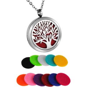 Collier Pendentif Diffuseur De Parfum Ou D'huiles Essentielles Arbre De Vie Dessin Cisele - Neuf