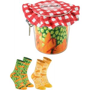 Jgd-- Femme Homme - Pois Avec Carottes Et Citrons Dans Un Pot Chaussettes - 2 Paires - Neuf