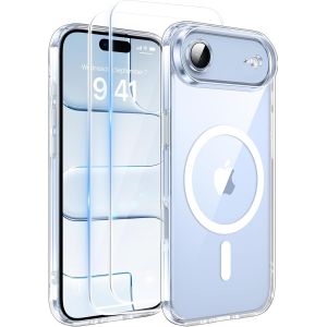 Magn&eacute;tique Coque Pour Iphone Air Avec 2 Verre Tremp&eacute;, Compatible Avec Magsafe, Protection D'Objectif Tout Compris, Etui Mat Arri&egrave;re Housse Fine Antichoc Case Iphone Air 6.5"", Transparent - Neuf