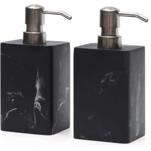KAL-Lot De 2 Distributeurs De Savon Rechargeables Avec Pompe En Nickel Brossé ¿ Noir - Neuf