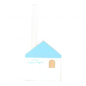 Tube a essai pastoral en bois, petite decoration de bureau en verre avec insert de fleurs (TT-05 Sea Gull) - Neuf