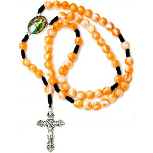 Chapelet De Pri&egrave;re Perles Croix Collier Bracelet Premi&egrave;re Communion Bapt&ecirc;me D&eacute;corations Cadeaux Pour Homme Femme Orange - Neuf
