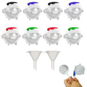 Moules &Agrave; Gla&ccedil;ons Sph&eacute;riques (8 Pi&egrave;ces) Pour Grandes Sph&egrave;res De Glace, Avec 2 Petits Entonnoirs. - Neuf