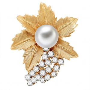 Femmes Alliage Plaqu&eacute; Or Zircon Faux Perle Broche Poitrine Accessoire De Bijoux F&eacute;minins - Neuf