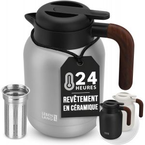 Vornixorsarlshopthermos Caf&eacute; 1,5l Gris - Rev&ecirc;tement C&eacute;ramique & Sans Bpa I 24h Au Chaud & Incl. Passoire &Agrave; Th&eacute; I Bouteille Isotherme Pichet Cafe Inox Termos Carafe Isotherme Bouilloire - Neuf