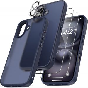 4 En 1 Coque Pour Iphone 16 Avec 2 Verre Trempé Et 1 Caméra Protecteur,[Coussin D'air Intégré] Antichoc Antirayures Bumper Protection Housse Pour Iphone 16 6.1"",Bleu Foncé - Neuf