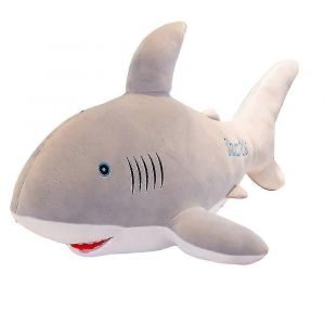 Peluche poisson tricolore en coton doux et duveteux, requin, dauphin, océan, poupée, cadeau-Gris - Neuf