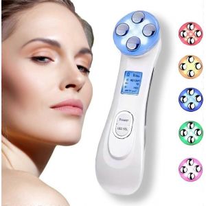 Appareil De Massage Facial Multifonctionnel 5 En 1, Appareil De Beaut&eacute; Anti-Rides Haute Fr&eacute;quence, Appareil De Beaut&eacute; Ultrasonique, Raffermissement De La Peau Par Luminoth&eacute;rapie, Blanc - Neuf