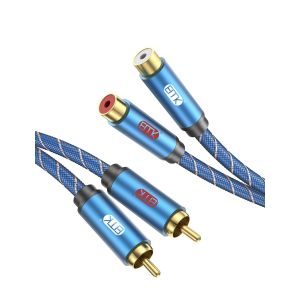 KALANKA-Câble 2RCA, câble d'extension 2RCA (interface L&R) mâle vers 2RCA femelle Boîtier en aluminium Câble audio stéréo tressé en nylon pour TV, barre de son, consoles de jeu, systèmes hi-fi (F-1m) - Neuf