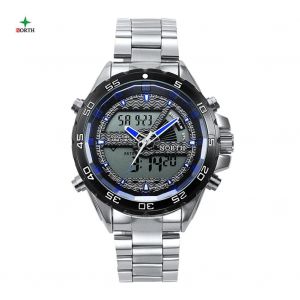 Sport Num&eacute;rique Analogique Montre Hommes M&acirc;le &Eacute;tanche Led Double Mouvement Montre-Bracelet Aiguilles Bleues - Neuf