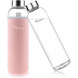 Eryi-Bouteille D'eau En Verre De 1000ml/33oz Sans Bpa¿ Bouteille En Borosilicate Anti-Fuite¿Idéale Pour Maison, Les Voyages, Le Sport, Le Yoga, La Gym, Les Boissons Chaudes Et Froides Avec - Neuf