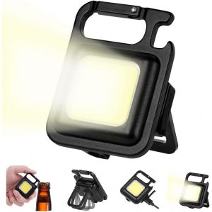 Lampe De Travail Rechargeable, 800 Lumen Mini Lampe De Camping Portable , Porte-Clés Lampe Poche Étanche Lampes,Avec Ouvre-Bouteille, Base Magnétique, Pour Camping/Urgence/Réparation - Neuf