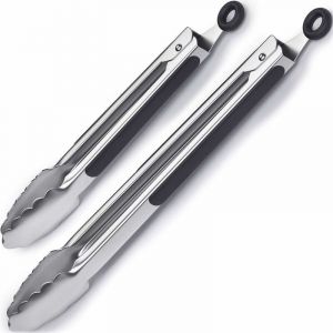 Ensemble De 2 Pinces À Barbecue-9 Pouces + 14 Pouces En Acier Inoxydable Et Pinces De Cuisine En Silicone Résistant À La Chaleur - Neuf