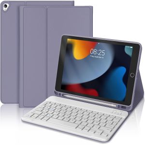 Clavier Coque Pour Ipad 9ème/8ème/7ème Génération 2021/2020/2019 10.2¿/Ipad Air 3 10.5"" 2019/Ipad Pro 10.5, Azerty Français Magnétique Amovible Clavier Bluetooth Etui Avec Porte Crayon - Neuf