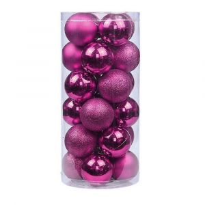 24 Pièces 3cm Incassable Boule De Noël Ornements Pour Noël Arbre Mariage Fête D'anniversaire Decor-Rose Rouge 3cm - Neuf