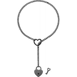 Kales-Réglable Collier En Y Femme Coeur/Rond/Serrure Pendentif,Chaîne De Glissement Punk Gothique Kubanische Collier Argent/Or/Noir Bijoux Y-Collar 26-34 - Neuf
