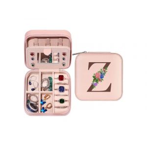 Bo&icirc;te &agrave; bijoux de voyage avec miroir et compartiments organis&eacute;s, lettre initiale Z - Neuf