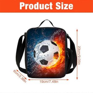 Sac &Agrave; Lunch De Football, R&eacute;utilisable Glaci&egrave;re Fourre-Tout Pour D&eacute;jeuner Chaud Avec Porte-Bouteille, Pour L'&eacute;cole Camping - Neuf
