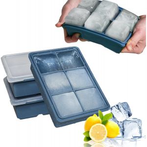 Kal-3 Paquets Xxl Bac À Glaçons, 18 Compartiment, Large Bac À Glaçons Avec Couvercle, Empilables Et Lavables Au Lave-Vaisselle, Pour Whisky, Cocktails, Boissons, Sans Bpa, Certifié Lfgb - Neuf