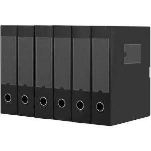 lbgwp60-Lot De 6 Boîtes De Classement A4 En Plastique Avec Couvercle¿Dos De 75 Mm ¿Boîte De Rangement Pour Bureau, Dortoir Et Maison-Noir - Neuf