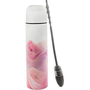 Gjfty-Thermos Café Isotherme 500ml Rose Poudrée ¿ Thermo Inox Sans Bpa Avec Tasse & Brosse ¿ Étanche Double Paroi Chaud/Froid ¿ Idéal Pour Thé, Bureau, Sport, Voyage ¿ Design Élégant Pimpo - Neuf