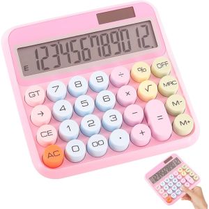 Calculatrice 1PC Calculatrice &agrave; 12 Chiffres Calculatrice de Bureau Solaire et Batterie Calculatrice pour Enfants avec Grand Affichage Calculatrice de Bureau Non gliss&eacute;e Calculateur Mignon pour l - Neuf