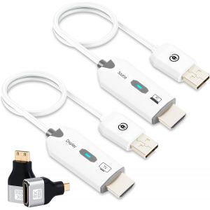 MEVRONISSHOP-metteur et R&eacute;cepteur HDMI sans Fil, Extension HDMI sans Fil, 1080P@60Hz, Plug & Play, Port&eacute;e de 50M, Adaptateur hdmi sans Fil, pour PC/Ordinateur Portable/T&eacute;l&eacute;vision/Projecteur - Neuf