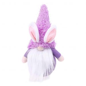 Lapin de Pâques Gnome Fait Main Suédois Tomte Lapin Peluche Jouets pour Poupée Ornements Vacances Maison Fête Décoration Enfant Pâques Violet - Neuf