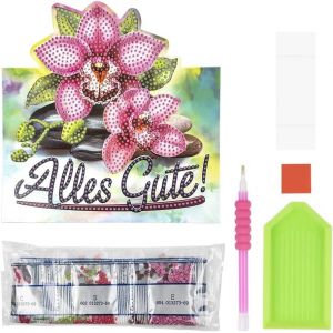 Diamond Painting Carte De Montage Pour Peinture Diamant | 370 G/M² | 16,3 Cm X 16 Cm | Avec Enveloppe Et Outil (Orchidées) - Neuf