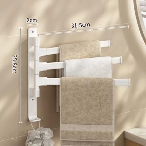 Salle De Bain Porte-Serviette Rotatif Porte-Serviettes Espace Aluminium 2/3/4/5 Barres Porte-Serviettes Étagère De Cuisine Papier Suspendu Mural-White 3 Bar- - Neuf