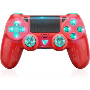 Manette Sans Fil Pour Ps 4 Avec Éclairage Rvb,Manette De Jeu À Double Vibration Avec Turbo Et Prise Audio 3,5 Mm/Led/Pavé Tactile,Compatible Avec Ps4/Pro/Slim/Pc - Neuf