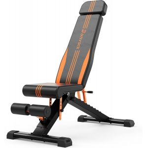 Asfasfq-Banc De Musculation Réglable De 408,2 Kg ¿ Banc D'entraînement Pliable Avec Dossier Étendu De 85,1 Cm Pour La Salle De Sport À Domicile, Banc Incliné Plat Avec Acier De 80 X 40 Mm Pour L'exer - Neuf