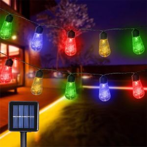 KAL-Guirlande Solaire Exterieur, 3M/9.84Ft 25 Led Guirlande Lumineuse Exterieure Solaire Led Exterieur Solaire Pour La Maison, La Cour, Le Patio, La Fête, Le Mariage Multicolore - Neuf