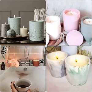 Silicone Candle Mould,Candle Cement Mould With Lid,Reusable Concrete Mould For Epoxy Resin,Clay,Plaster,Perfect For Candle Holder,Flowerpot,Pen Holder - Neuf