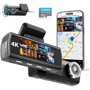 Dashcam Voiture Avant Arriere 4K, Carte 64 Go Gratuite, Caméra Embarquée pour Voiture 4K+1080P, Sony Starvis IMX415, GPS&WiFi, Vision Nuit, Mode Parking 24H, Caméra de Voiture, D8 - Neuf