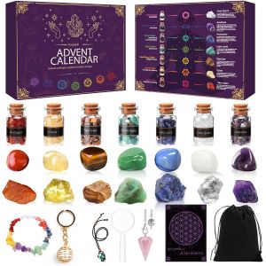 Calendrier de l'avent 2025, Calendrier de l'avent Pierre Precieuse, Advent Calendar, 24 Jours Noël Calendrier Avent Cristaux Minéraux Calendrier pour Filles Garçons Cadeau de Noël - Neuf